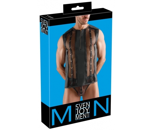 Svenjoyment Men's Net & Wetlook Shirt S Gold Zip Decorative Rings