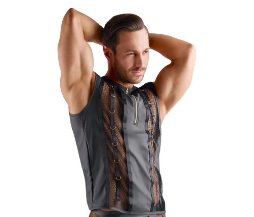 Svenjoyment Sleeveless Net & Wetlook Shirt L Black with Gold Accents