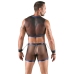 Svenjoyment Bondage Set XL - Black Net & Metallic Blue Top, Pants, Cuffs