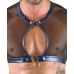 Svenjoyment Bondage Set XL - Black Net & Metallic Blue Top, Pants, Cuffs