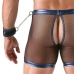Svenjoyment Bondage Set XL - Black Net & Metallic Blue Top, Pants, Cuffs
