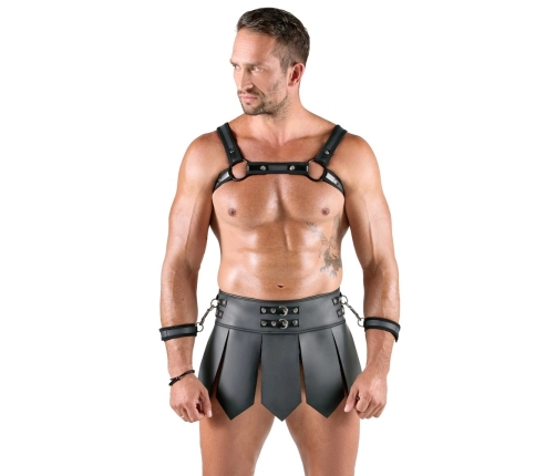 Svenjoyment Bondage Black Matte Gladiator Set with Harness & Cuffs L