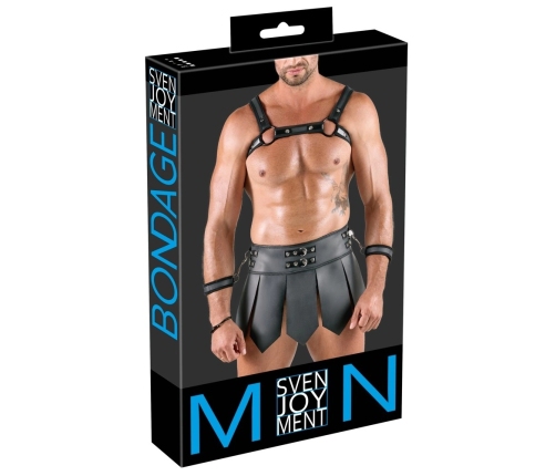 Svenjoyment Bondage Black Matte Gladiator Set with Harness & Cuffs L