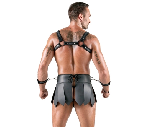 Svenjoyment Bondage Black Matte Gladiator Set with Harness & Cuffs L
