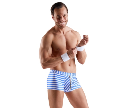 Svenjoyment Men's Pants Costume S Blue-White Striped with Anchor Embroidery