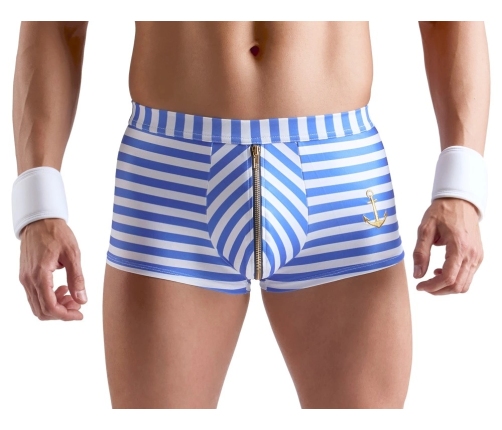 Svenjoyment Men's Pants Costume S Blue-White Striped with Anchor Embroidery