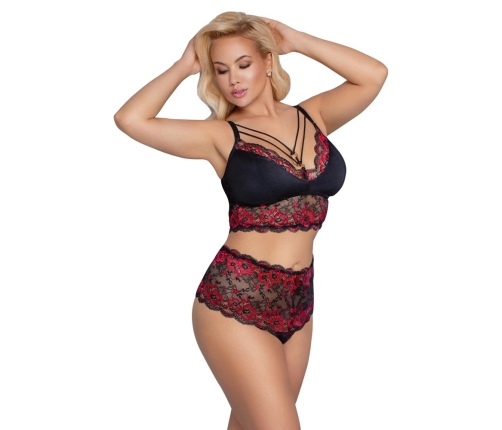Bra and Briefs black/red 2XL