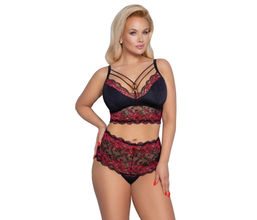 Bra and Briefs black/red 2XL