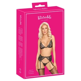 Kissable Lace Lingerie Set S/M - Wireless Bra & Adjustable Suspender Belt Kissable Lace Lingerie Set S/M - Wireless Bra & Adjustable Suspender Belt