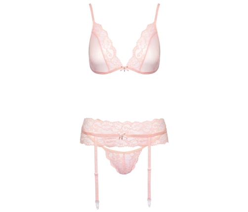 Kissable Rose Lace Lingerie Set S/M - Bra, Garter Belt & Briefs