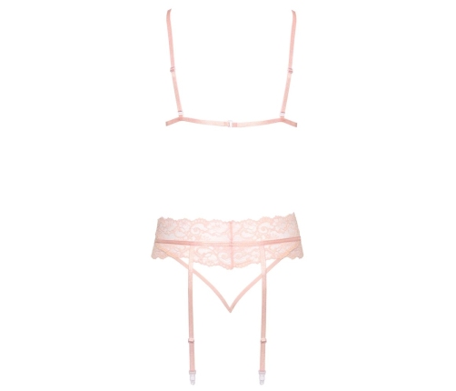 Kissable L/XL Rose Lace Bra & Suspender Belt Set - Adjustable Comfort