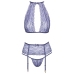 Kissable Lavender Lace Lingerie Set S/M - Bra, Suspender Belt & String