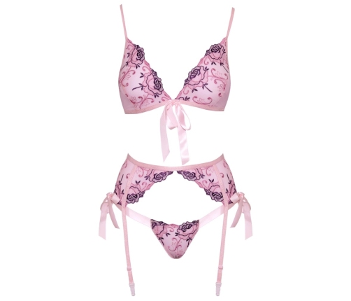 Kissable Embroidered Bra Set S/M - Light Pink, Adjustable Straps