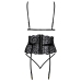 Kissable Lace Lingerie Set with Suspender Belt Black S/M