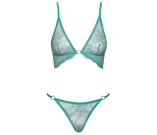 Cottelli Fantasy Lace Bra & Panties Set Mint S/M Adjustable Straps
