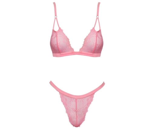 Cottelli Fantasy Lace Lingerie Set Neon Pink L/XL Adjustable Fit