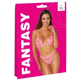 Cottelli Fantasy Lace Lingerie Set Neon Pink L/XL Adjustable Fit