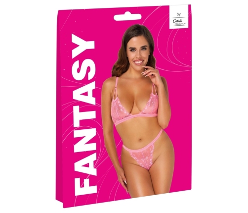 Cottelli Fantasy Lace Lingerie Set Neon Pink L/XL Adjustable Fit