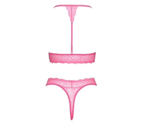 Cottelli Fantasy Neon Pink Lace Lingerie Set S/M - Wireless & Stretchy