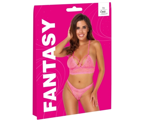Cottelli Fantasy Lace Bra Set L/XL Neon Pink Soft Stretch Design
