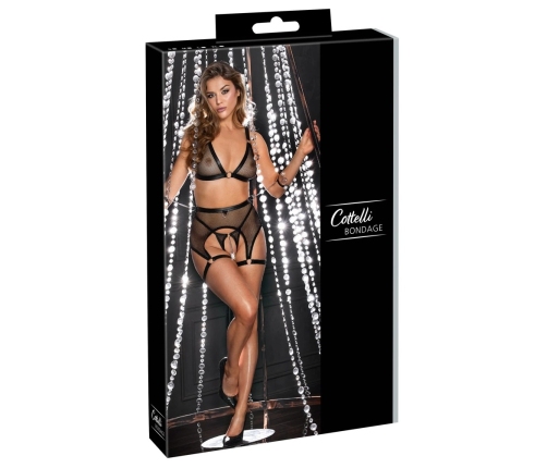 Cottelli Bondage Lingerie Set XL - Net & Matte Look, Adjustable Handcuffs
