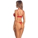 Obsessive Matildea Red L/XL Bra & Thong Set with Chains and Lace