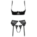 Cottelli Lingerie 3-Piece Set Black Lace with Removable Chains 85B/L