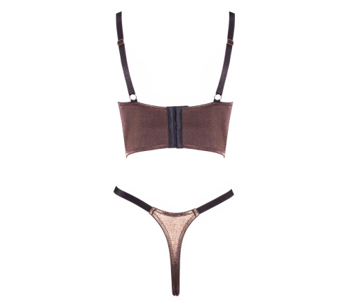 Abierta Fina Shelf Bra Set Bronze Gold L - Elegant Two-Piece Lingerie