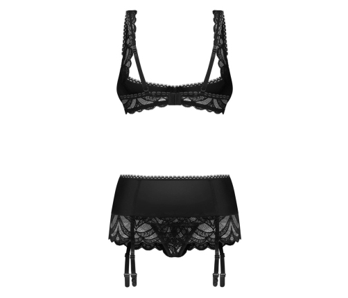 Obsessive Lecille Black 3-Piece Bra Set S/M - Lace & Adjustable Design