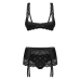Obsessive Lecille Black L/XL - 3-Piece Lace Lingerie Set with Shelf Bra