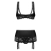 Obsessive Lecille Black L/XL - 3-Piece Lace Lingerie Set with Shelf Bra