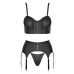 Cottelli PARTY Matte Black Rhinestone Zip Top & Suspender Set S