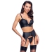Cottelli PARTY Matte Black Lingerie Set with Rhinestone Zips, Size L