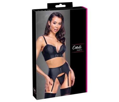 Cottelli PARTY Matte Look Corset Set with Rhinestone Zippers XL