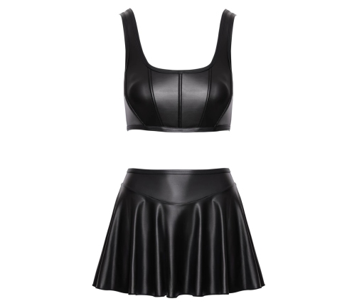 Cottelli PARTY Crop Top & Mini Skirt Set L Black Matte Look