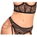Abierta Fina Open Cup Floral Lace Lingerie Set with Rose Gold Chains L