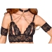 Abierta Fina Suspender Set S Black Lace with Gold Chains & Accessories