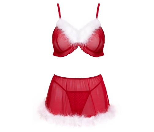 Cottelli LINGERIE X-Mas Red Three-Piece Festive Lingerie Set S/M