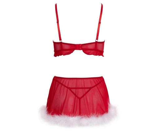 Cottelli LINGERIE X-Mas Red Three-Piece Festive Lingerie Set S/M