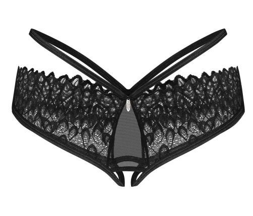Obsessive Donarella Intimate Briefs M/L Black Embroidered Crotchless