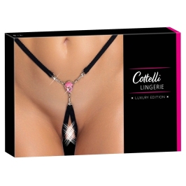 Cottelli Lingerie Adjustable Gem String S-L, Black with Pink Accent
