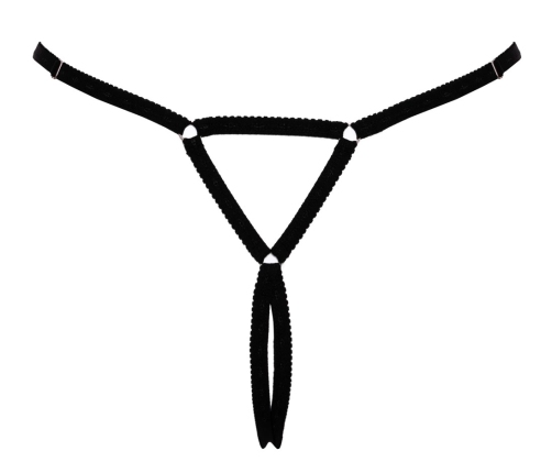 Cottelli Lingerie Adjustable Gem String S-L, Black with Pink Accent