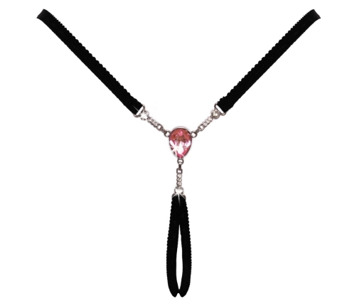 Cottelli Lingerie Adjustable Gem String S-L, Black with Pink Accent