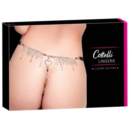 Cottelli LINGERIE String Rhinestones S-L Adjustable Lace & Crystal Detail