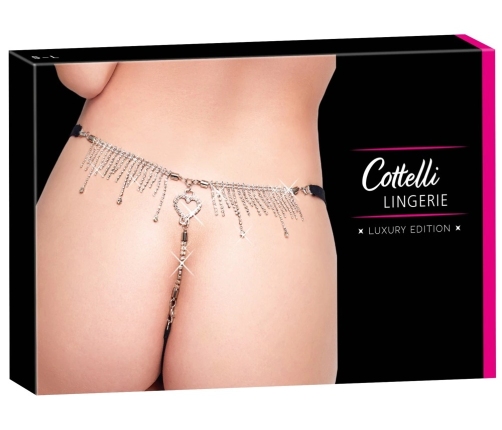 Cottelli LINGERIE String Rhinestones S-L Adjustable Lace & Crystal Detail