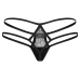 Obsessive Arrowel Thong L/XL - Black Lace, Double Strap Design