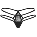 Obsessive Arrowel Thong L/XL - Black Lace, Double Strap Design