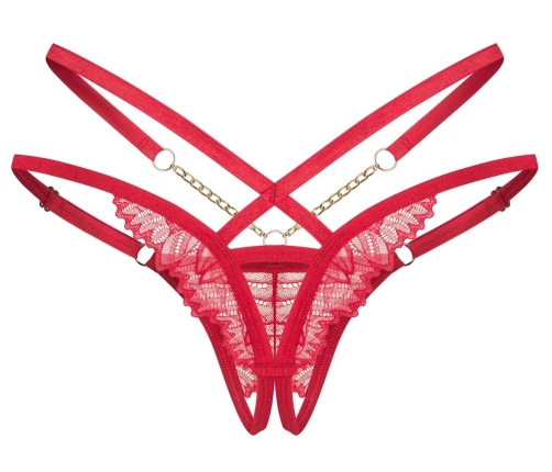 Obsessive Matildea Adjustable Strap Thong Red S/M with Gold Detail