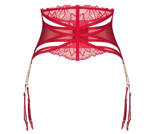 Obsessive Matildea Red Suspender Belt 2XL/3XL Adjustable Lace Gold Details