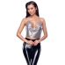 Cottelli Accessories Silver Metal Plate Halterneck Crop Top Adjustable